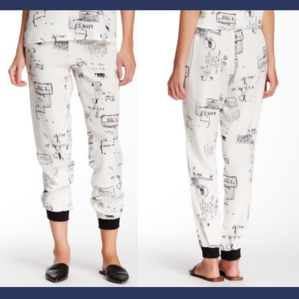 NEW‎ $325 Tibi Stencil Print Track Pajama Pants 100% Silk [SZ Small ]